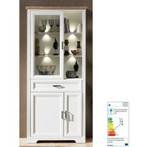 Stand-Vitrine JÜLICH-36 inkl. LED-Beleuchtung im Landhausstil Pinie hell & Artisan Eiche Nb. b/h/t: 93/204/42 cm