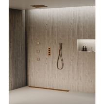 Thermostatisches Decken-Duschsystem mit Unterputzdüsen 500 mm - Roségold gebürstet