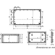 Contenitore di copertura grigio – 215 x 130 x 82,9 mm – 295 g – ABS – 4 supporti per PCB – TEKO