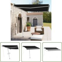 Abcrital - The Living Store Standmarkise Manuell Einziehbar 300x250 cm Anthrazit - Außenmarkise - Standmarkise - Gartensonnenschirm - Markise