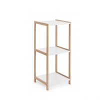 Abitare - Regal 32x2x79,2 cm mit Bambusholzstruktur und drei mattweißen Regalen - Menen