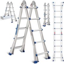 Stanew - 5.1m Échelle Multifonctionnelle Articulée Télescopique en Aluminium, 4 x 5 Marches, Certifiée EN131, Charge Max 150kg