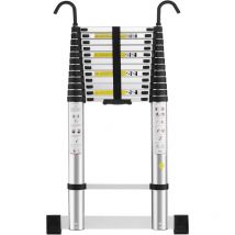 Stanew - Aluminium Échelle pliante 5M Télescopique Pliable avec Mains Courantes Amovibles et barre d'équilibre, Éxtensible Échelle Droite Simple