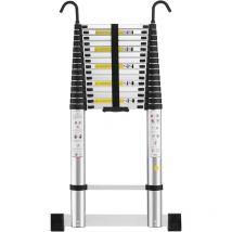 Stanew - Aluminium Échelle pliante 6.2M Télescopique Pliable avec Mains Courantes Amovibles et barre d'équilibre, Éxtensible Échelle Droite Simple