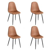 Stanew - Lot de 4 Chaises, Pieds en métal, Dossier Assise rembourrée pour Cuisine Salon Chambre Bureau, Marron