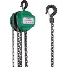 Stanew - Palan Manuelà Chaîne avec crochet pour charges lourdes 1 tonne, hauteur de levage 5 m, vert