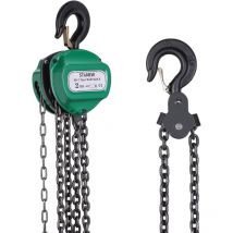 STANEW Palan Manuelà Chaîne avec crochet pour charges lourdes 2 tonne, hauteur de levage 3 m, vert