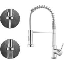 Stanew - Robinet Cuisine avec Douchette Pivotant à 360° Robinet Cuisine à Ressort 2 Modes de Pulvérisation. (Argent, Small)