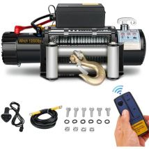 STANEW Treuil électrique 13500lbs/6075kg 12V avec telecommande ,Moteur Haute Puissance,Treuil de Récupération avec Câble en Acier Solide, Portable et