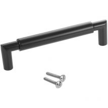 Sotech Möbelgriff E9 echt Edelstahl ø 16 mm mit Sockeln aus Metall, schwarz matt, ba 128 mm, 1 Stück