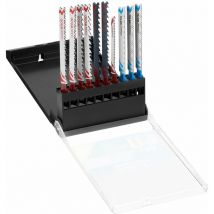 Stanley Coffret de 10 lames de scie sauteuse : 7 lames bois hcs et 3 lames métal hss. Attache en t STA29240-XJ