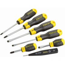 Stanley - 0-65-009 Juego de 6 destornilladores Cushion Grip: Plana, Phillips y Test de Voltaje