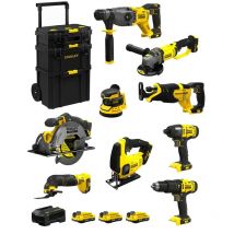 Stanley - FatMax Kit SVK900 (SFMCH900+SFMCG400+SFMCD711+SFMCF800+SFMCS500 +SFMCS600+SFMCW220+SFMCS300+SFMCE500+ 3 x 2,0Ah + Caddy)