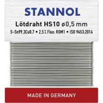 Stannol - HS10 Lötzinn, bleifrei bleifrei Sn99,3Cu0,7 ROM1 10 g 0.5 mm