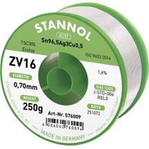 Stannol - ZV16 Stagno senza piombo senza piombo Sn96,5Ag3Cu0,5 REL0 250 g 0.7 mm