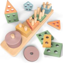 Stapel- Und Sortierspielzeug Für 1- Bis 3-jährige – Aktivitäts- Und Entwicklungsspielzeug Aus Holz In Pastellfarben – Montessori-spiel Für Kleinkinder