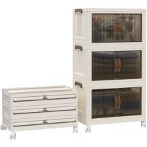 Aqrau - Stapelbare Aufbewahrungsbox, Aufbewahrungsorganisator aus Kunststoff mit 75 l, 4 Rädern und Deckel, für Kleidung, Bücher, Spielzeug, Griff,