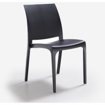 Startbarer Polypropylen -Außenstuhl mit Nicht -Slip -Lyrs -Füßen - Black