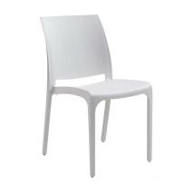 Startbarer Polypropylen -Außenstuhl mit Nicht -Slip -Lyrs -Füßen - White