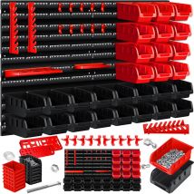 Tagère murale + Bacs gerbables + Porte-outils, 45 pcs. boîte, Extensible, Étagère enfichable, Set Box, Bacs à bec, Bacs gerbables+ Porte-outils,