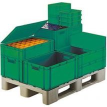 La-ka-pe - Transport-Stapelkasten B800xT600xH210 mm grün, geschlossen mit Griffloch la-ka-p