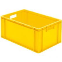 Transport-Stapelkasten B600xT400xH270 mm gelb, geschlossen mit Griffloch - La-ka-pe
