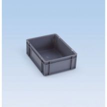 Transport-Stapelkasten B600xT400xH75 mm grau, geschlossen ohne Griffloch - La-ka-pe