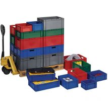 Transportstapelbehälter L600xB400xH320mm grün PP Seitenwände geschl.LA-KA-PE