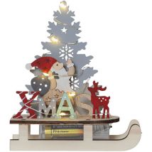 Batteriebetriebene Weihnachtsleuchte ,Reinbek' aus Holz, Weihnachtsmann auf Schlitten, Timer, h 16cm - Star Trading