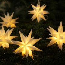 F-h-s International - LED-Lichterkette 10 Sterne weiß warmweiße led, 15 cm, Timer 6/18