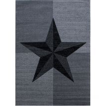 STAR - Tapis à motifs étoile - Gris (80x150cm)