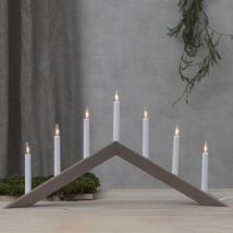 Star - Trading Fensterleuchter Arrow von Trading, Kerzenständer mit 7 Glühbirnen E10 warmweiß, Weihnachtsdeko aus Holz in Beige, Kabelschalter,
