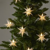 Star Trading - Batteriebetriebene Lichterkette ,December' mit 8 3D-Sternen, Timer, warmweiße LEDs, l 210cm, ø 10cm