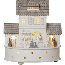 Village De Noël Led 'grauberg' Avec Train, Boîte À Musique, Minuterie, Batterie, Bois - Star Trading