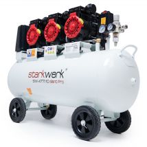 Starkwerk Flüsterkompressor Druckluftkompressor Silent Sw 477/10 Pro Ölfrei 400 Volt - 10 Bar - 100 Liter Kessel