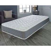 Starlight Beds - Shorty Mattress with Eco Fillings and Spring Unit. Foam Free Shorty Mattress with Comfort Sleep Surface and Grey Border.