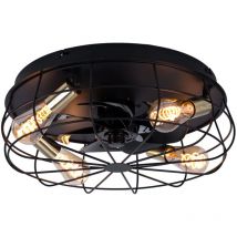 Ventilatore da soffitto lampada da soffitto lampada da soggiorno sala da pranzo, metallo nero, timer con telecomando a 3 velocità, 4 lampadine E27, D