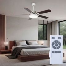 Starluna - Deckenleuchte Deckenventilator Raumlüfter Kühler Wohnzimmerlampe, Eisen Acryl Sperrholz weiß braun, Fernbedienung 5 Stufen cct, 1x led