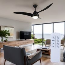 Starluna - Deckenleuchte Deckenventilator Raumlüfter Kühler Wohnzimmerlampe, schwarz, App-Steuerung dimmbar Fernbedienung 3 Stufen cct Timer, 1x led