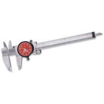 Starrett - R120A-6 Calibro per quadrante, in acciaio inox, quadrante rosso, gamma 0-6' (0-150 mm), precisione metrica ± 0,02 mm (0,001'), risoluzione