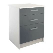 START Meuble bas de cuisine avec plan de travail L 60 cm - Gris brillant