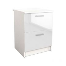 START Meuble bas de cuisine L 60 cm avec plan de travail inclus - Blanc Brillant