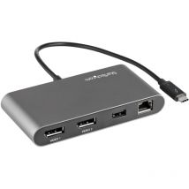 Startech - com Mini Dock Thunderbolt 3 - Station d'Accueil TB3 à Double Écran - DisplayPort 4K 60Hz - 1x usb-a (3.2) & GbE - Câble 28cm - Adaptateur