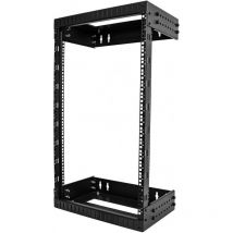 Startech - com Rack Réseau Mural 18U à 2 Montants, Rack Serveur 19' à Cadre Ouvert, Profondeur Ajustable, Rack de Données Mural pour it/av - Écrous