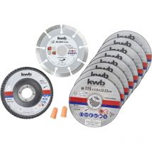 KWB - Trennscheiben + Diamant-und Schleifscheibe, ø Dünn Winkelschleifer 115 mm Trenn-Scheibe f. Edel-Stahl inox in Aufbewahrungs-Dose inkl.