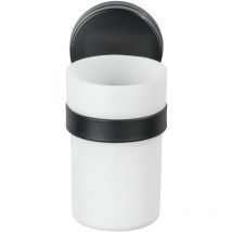 Static-Loc Plus Bicchiere per spazzolini Pavia Nero, porta spazzolini per spazzolino e dentifricio, installazione senza foratura, nero, acciaio