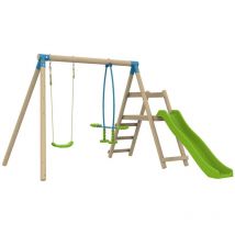 Tp Toys - Station arbousier balançoire - vis-à-vis - toboggan - kit d'ancrage - bois fsc h190 cm