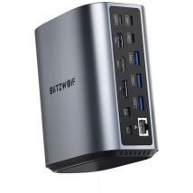 Station d'accueil usb c 17 en 1 BW-TH15 avec double écran triple hd 4K/60 Hz USB3.0 USB3.2 Transmission de données 10 Gbit/s Port Ethernet RJ45 pd