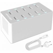 Station de Charge usb, hub Chargeur usb de 50 w à 10 Ports, Chargeur usb multiport avec Smart Detect, Compatible avec iPhone, Galaxy, Tablette iPad