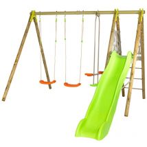 Trigano - Balançoire en bois poutre métal Techwood suli 2,30 m - 6 enfants